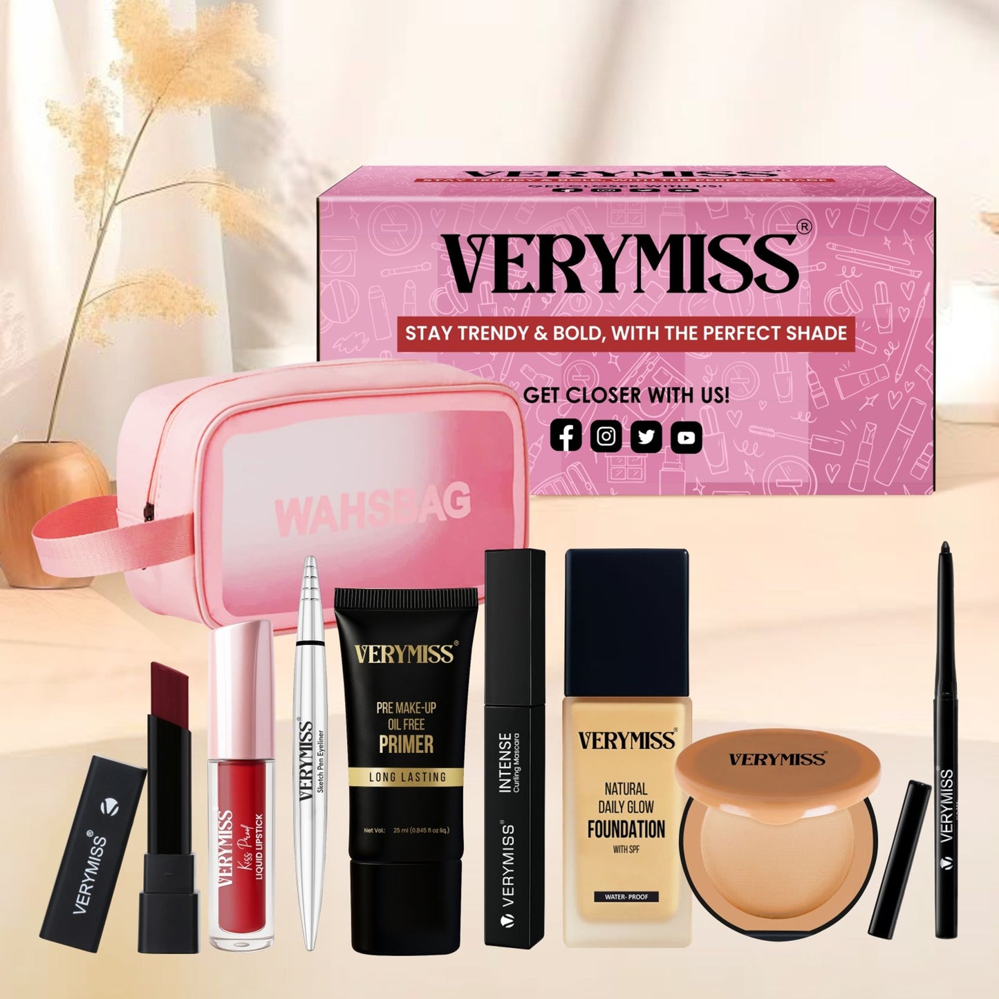 VERYMISS Ultimate Makeup Combo - 2 + Free Makeup Pouch