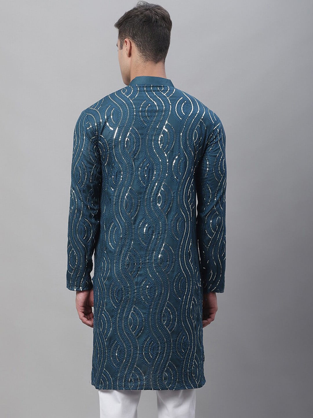 Sojanya Ethnic Motifs Embroidered Sequinned Pure Cotton Kurta