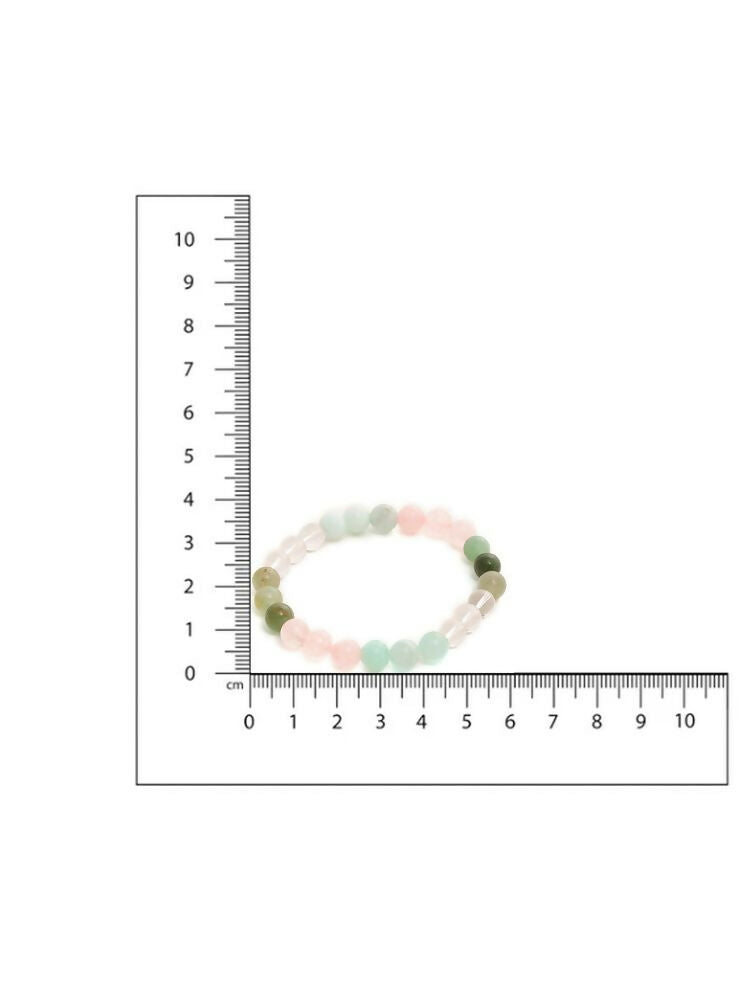 Green Avanturine, Clear Quarts, Amethyst Multicoloued Pastel Shade Crystal Bracelet - Ruby Raang
