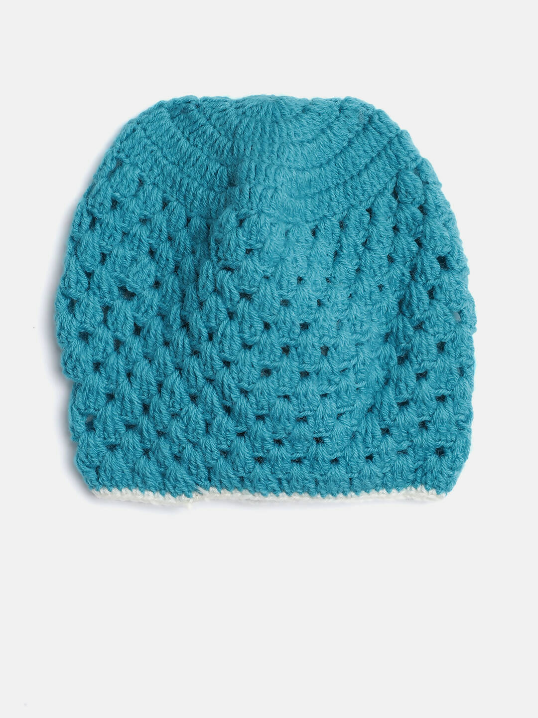 Chutput Kids Woollen Hand Knitted Flower Detailed Cap - Blue