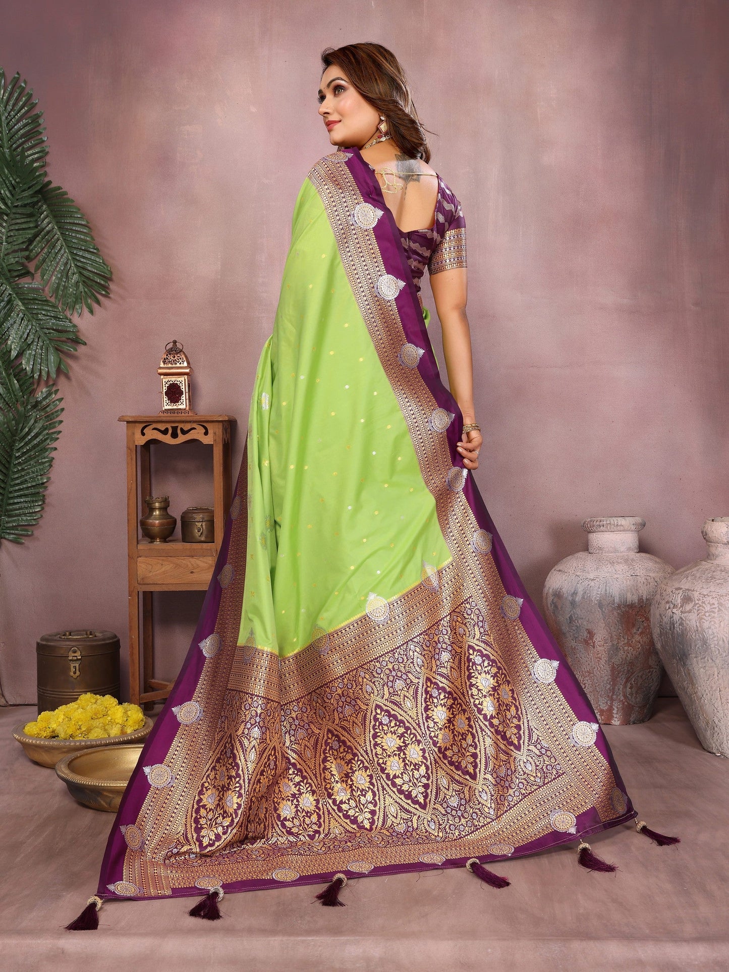 Anaita Parrot Handloom Kalamkari Silk Saree With Zari Woven Work
