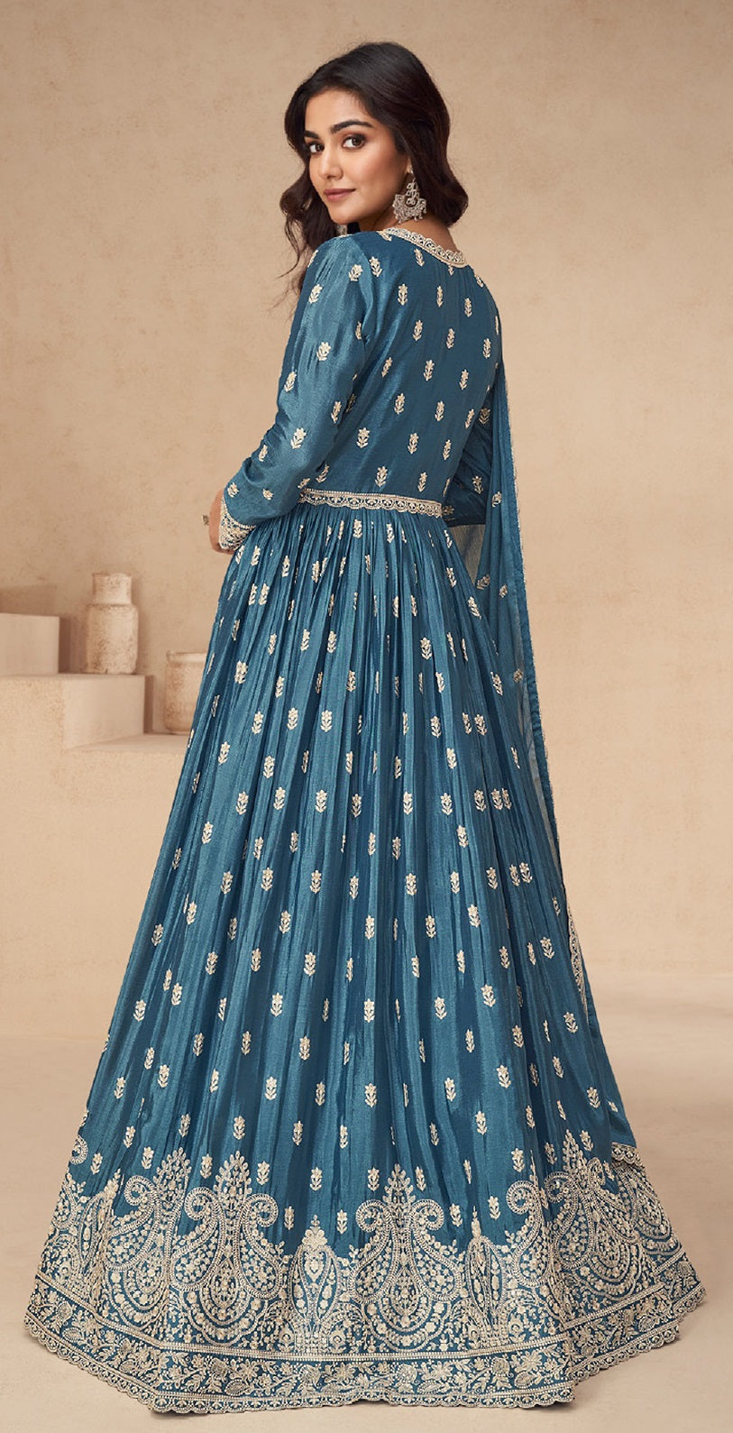 Anaita Teal Chinon With Sequence Embroidery Salwar Suit