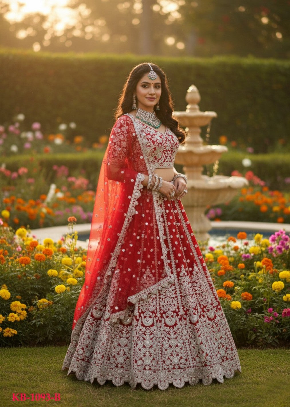 Anaita Red Net Lehenga Choli With Embroidery & Dori Sequence Work
