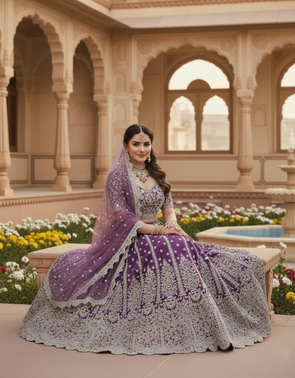 Anaita Lavender Net Lehenga Choli With Embroidery & Dori Sequence Work