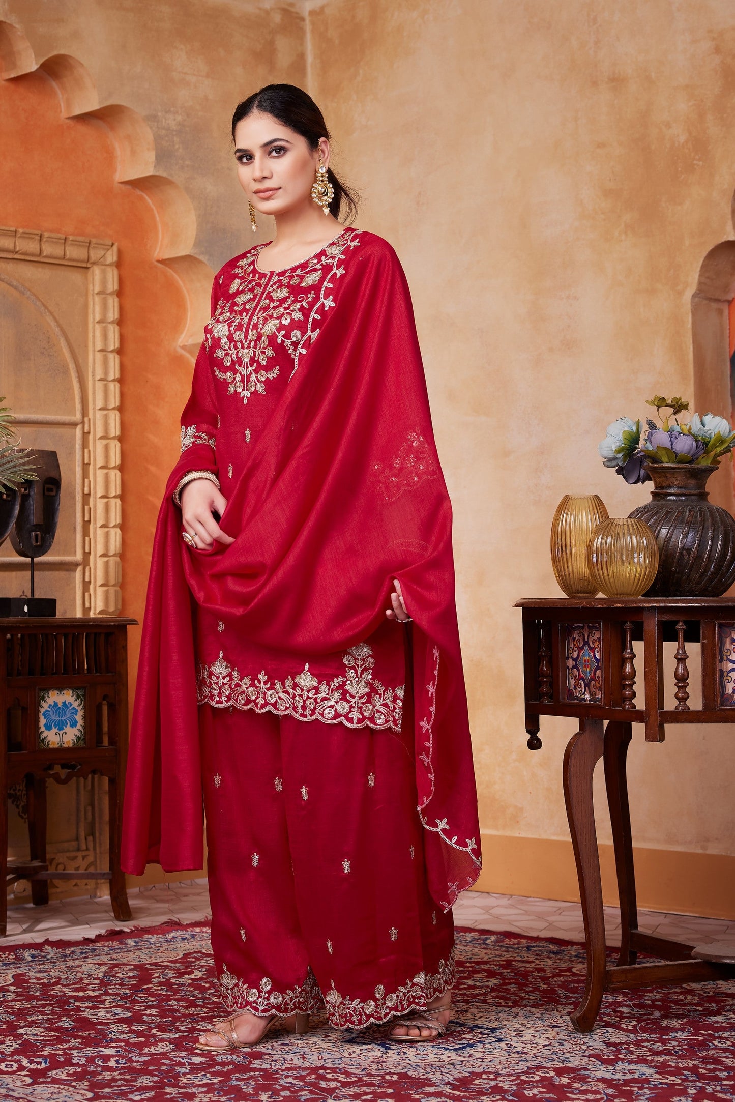 Anaita Pink Readymade Suit with Embroidery Work