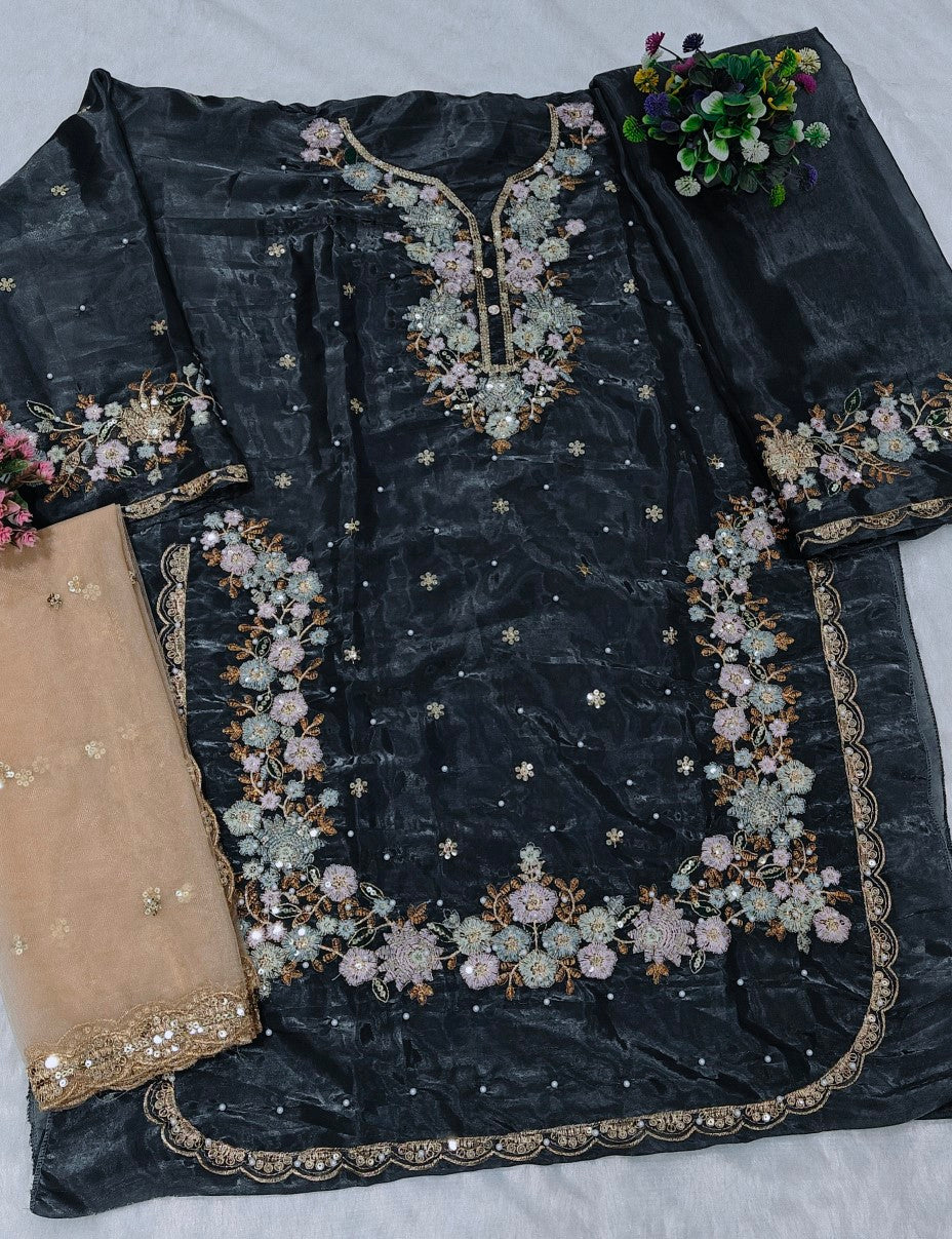 Anaita Grey Jimmy Choo Suit With Embroidery & Sequence Work
