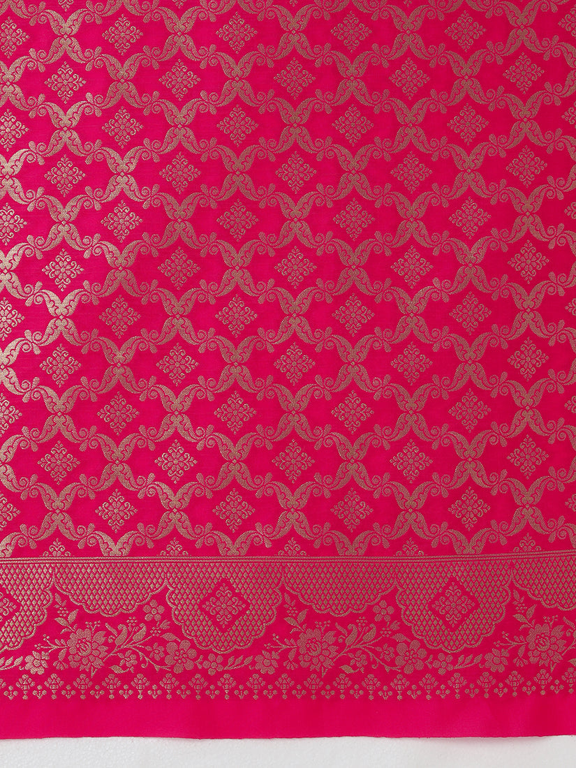 Monjolika Fashion Light Pink Banarasi Silk Blend SareeWith Zari Woven Rich Brocade Design