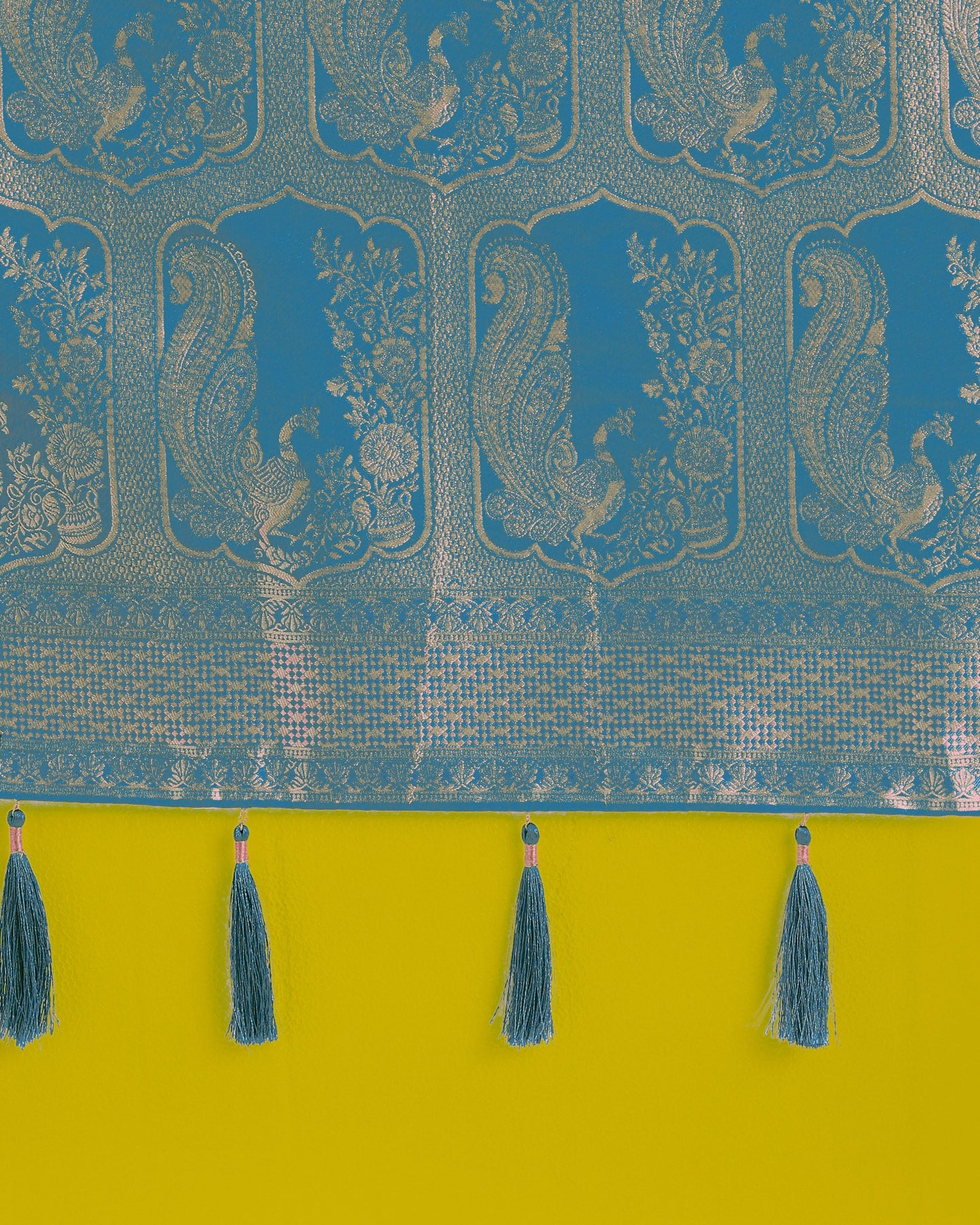 Monjolika Fashion Gorgeous Cyan blue Woven Banarasi Satin Designer Silk Saree