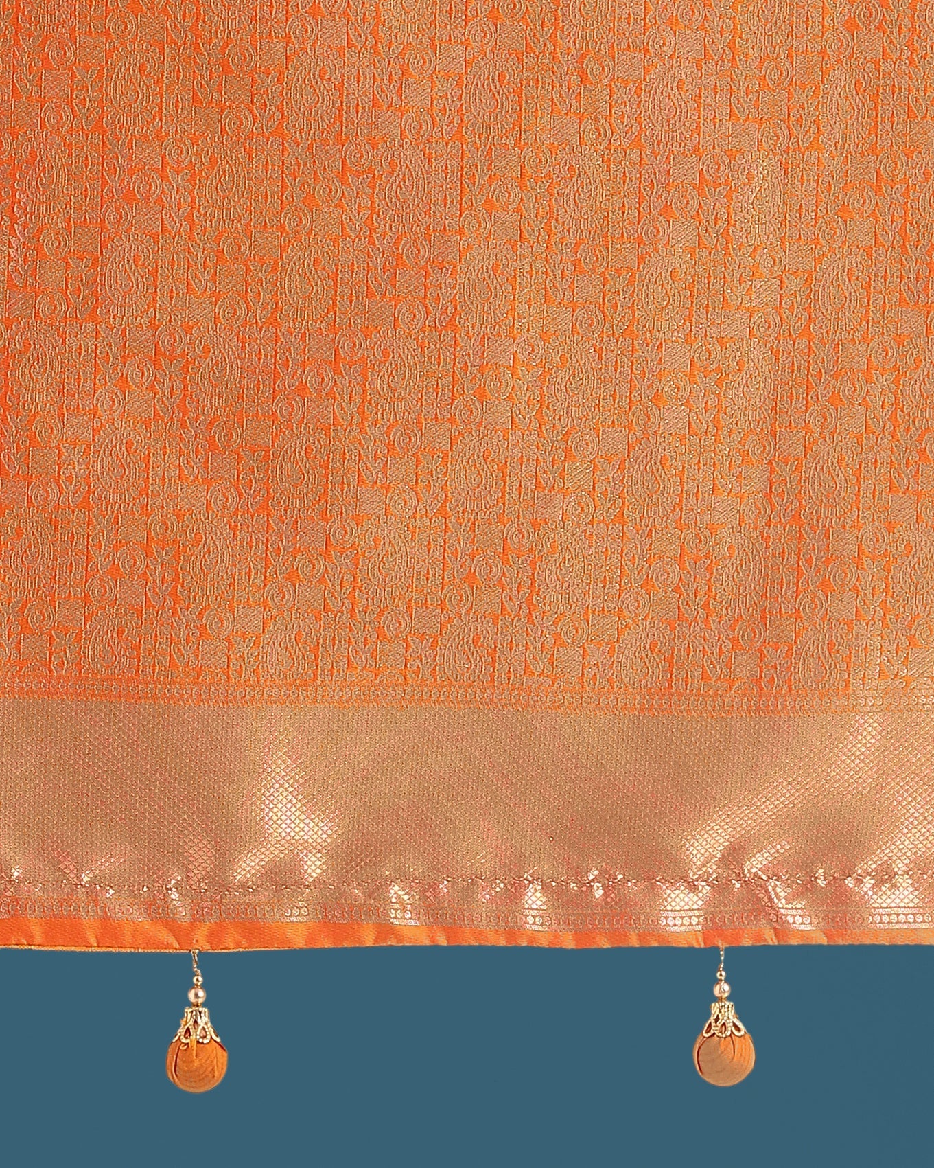 Monjolika Fashion Orange Colour Banarasi Silk Zari Weaving Classic Saree