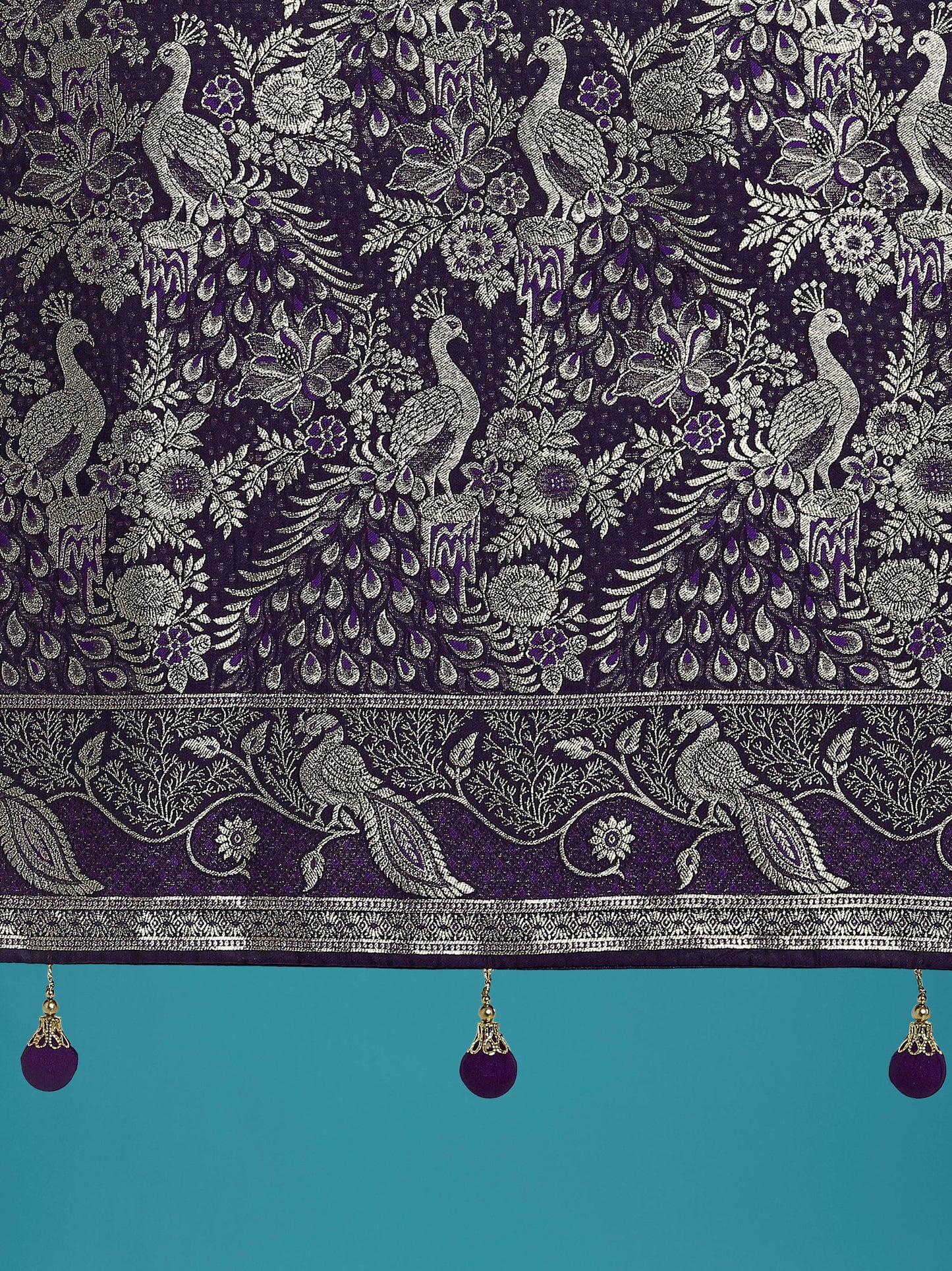 Monjolika Fashion Traditional Purple Woven Banarasi Satin Silk Saree