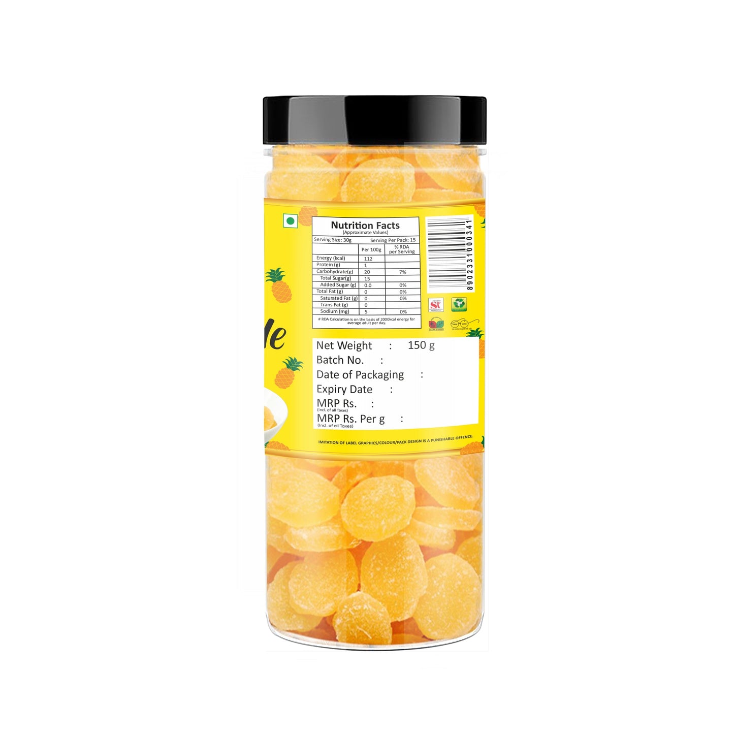 Yum Yum Dried Pineapple Jar