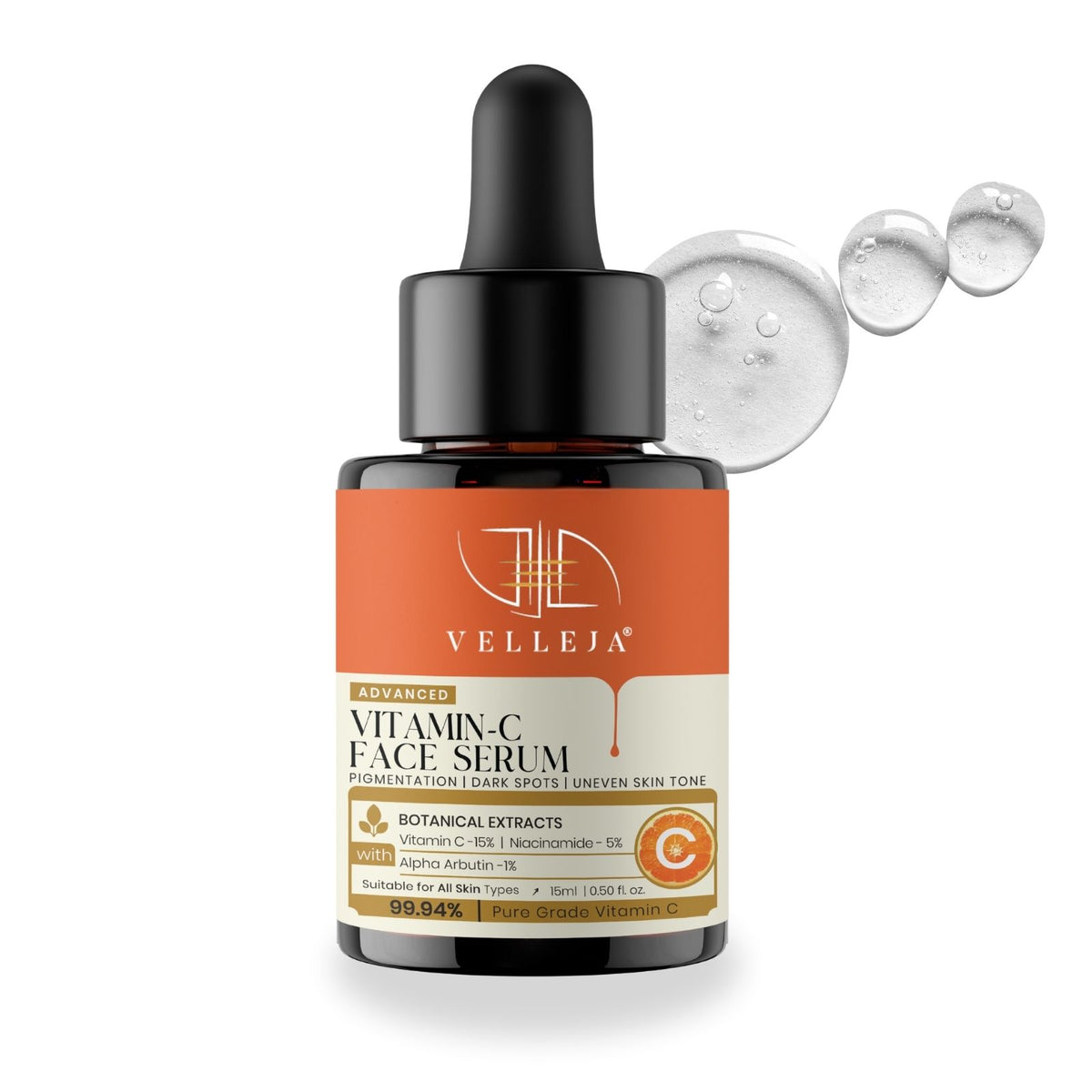 Velleja 15% Vitamin C Brightening Serum | Advanced Dark Spot & Pigmentation Corrector