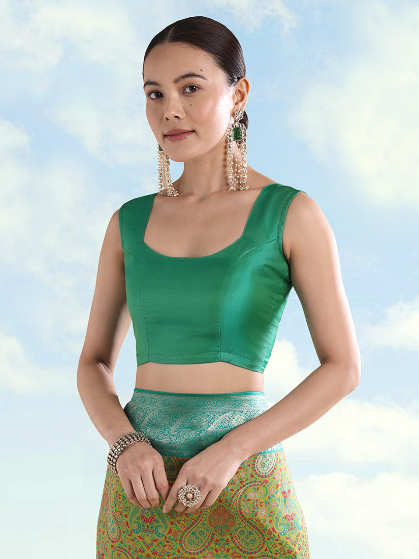 Monjolika Fashion Lemon Green Banarasi Silk Saree With Traditional Paisley Weaves