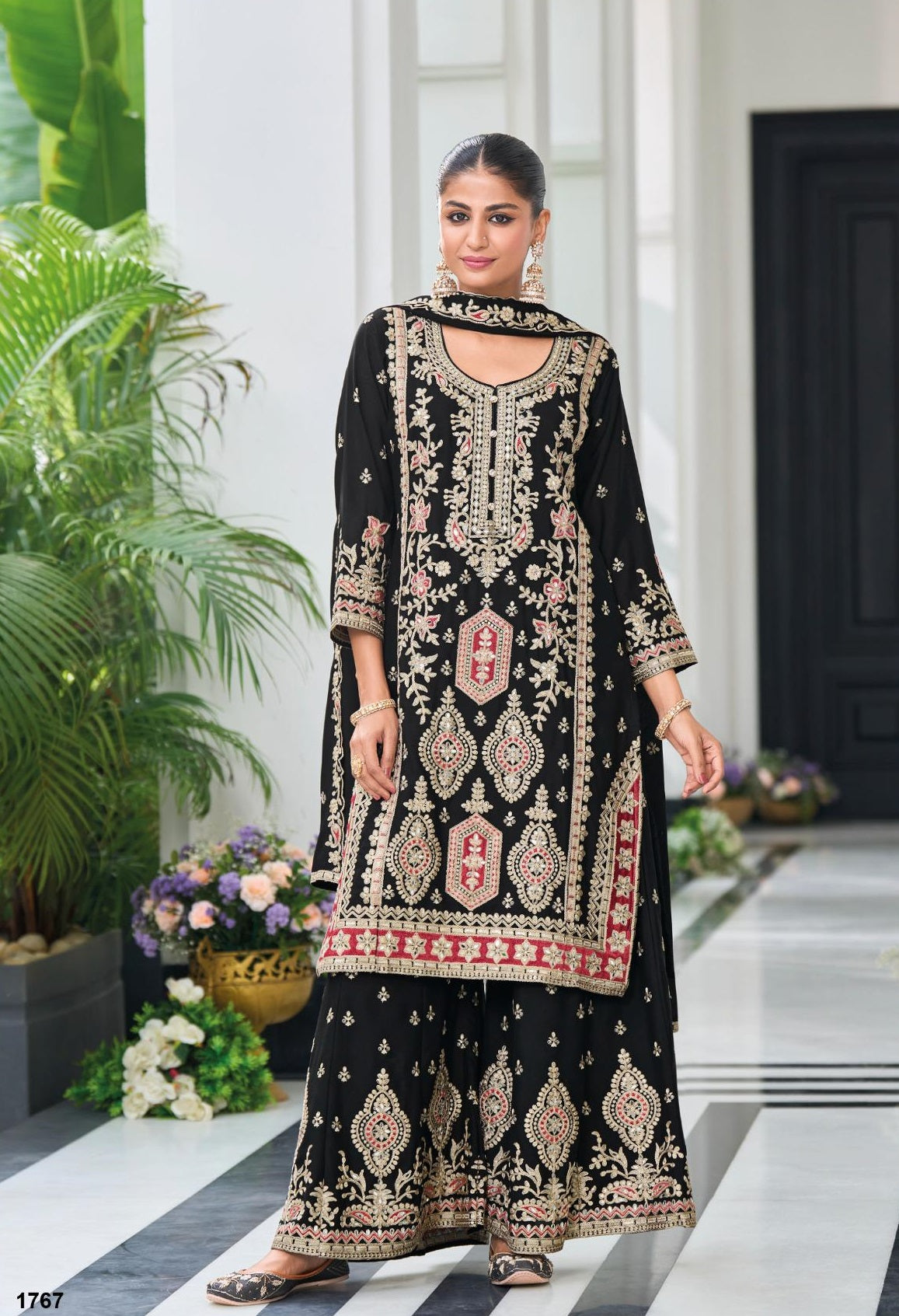 Anaita Black Heavy Chinon With Embroidery Readymade Sharara Suit