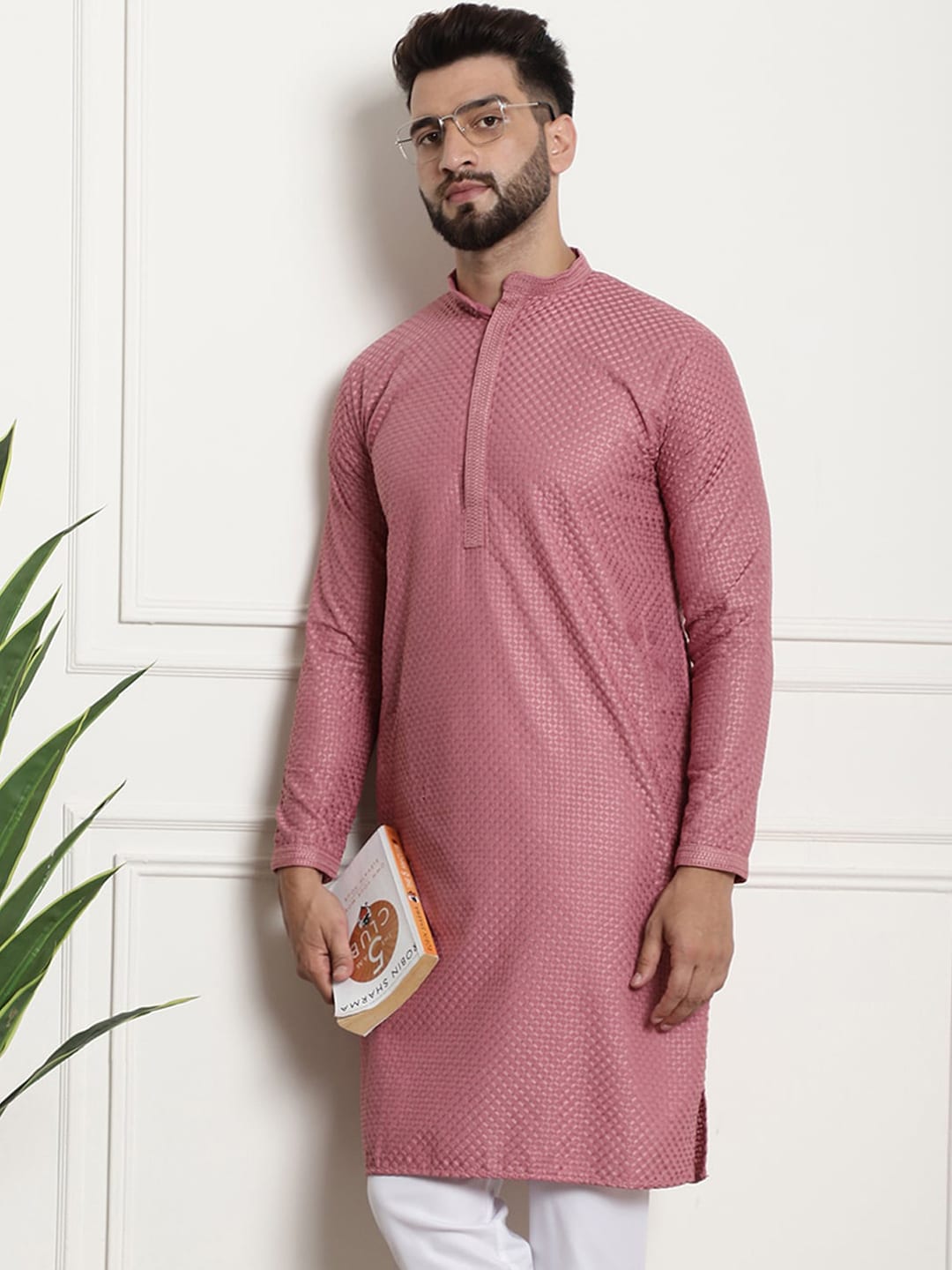 Sojanya Geometric Embroidered Thread Work Pure Cotton Straight Kurta