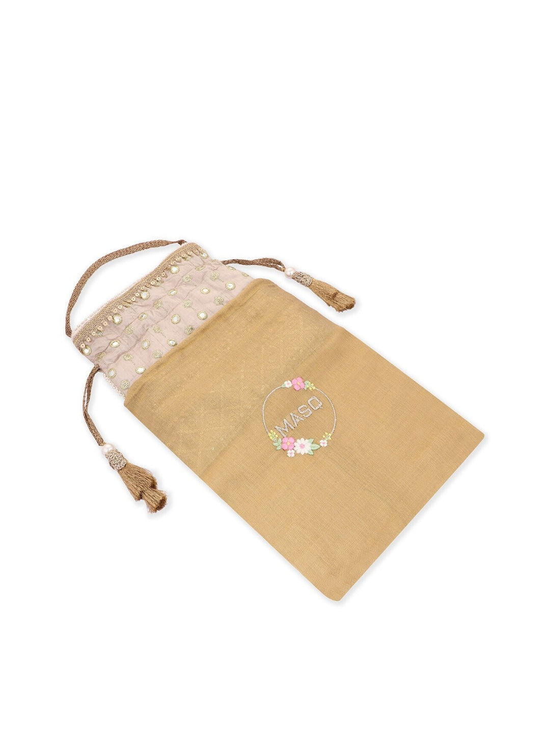 Masq Black & White Embroidered Potli Clutch