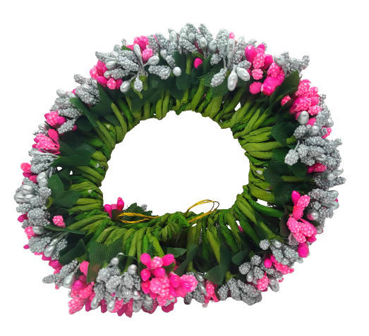 Pink & Silver Pollens Bridal Hair Gajra