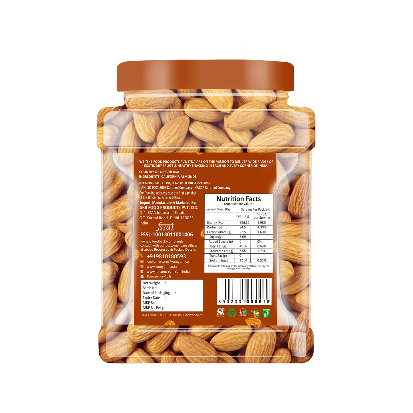 Yum Yum California Almonds Jar