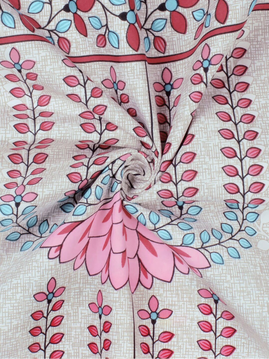 Story@home Grey & Pink Ethnic Motifs 180 TC Bedsheet with Pillow Cover