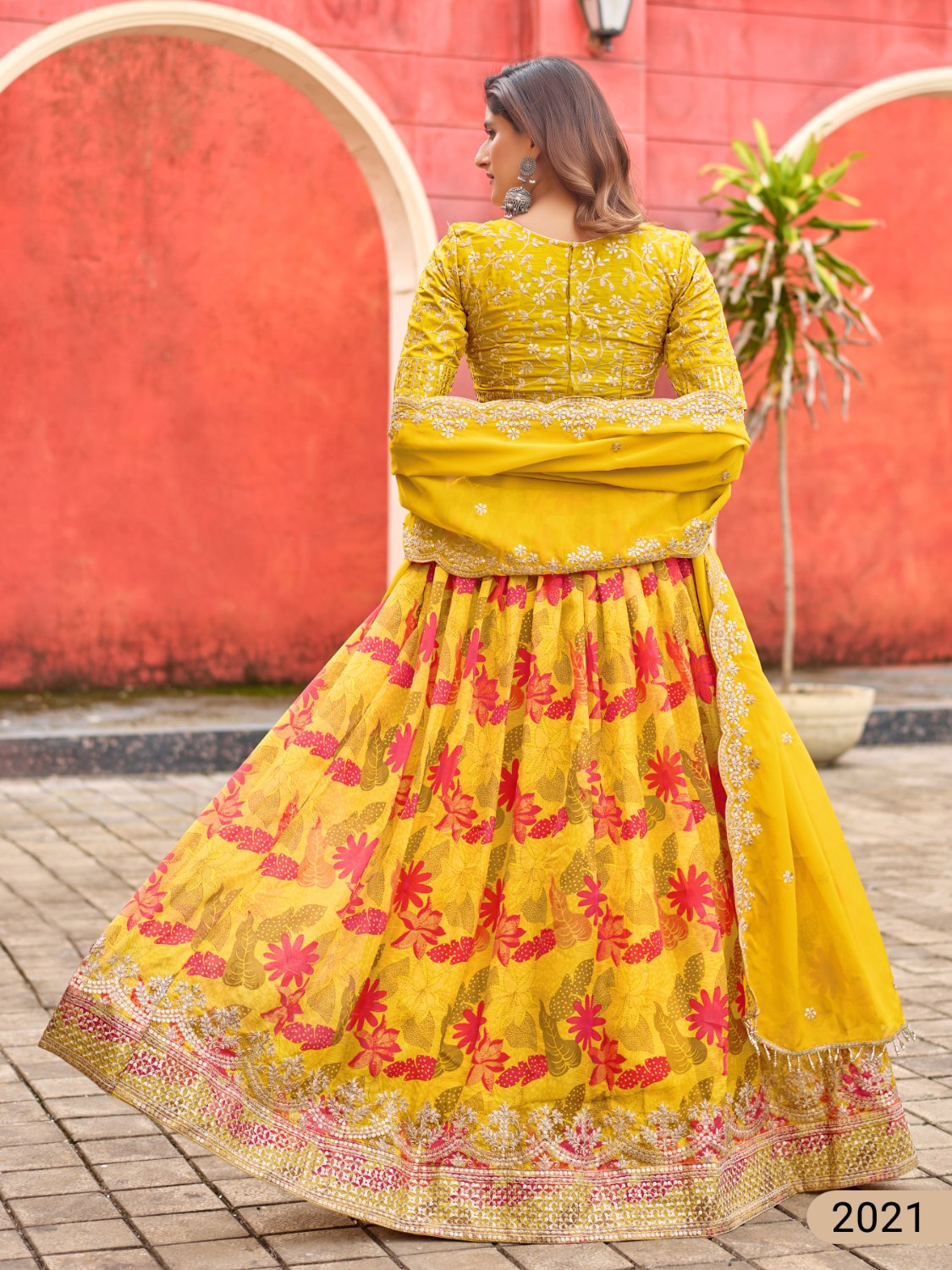 Anaita Yellow Art Silk Lehenga Choli With Tabby Silk Print