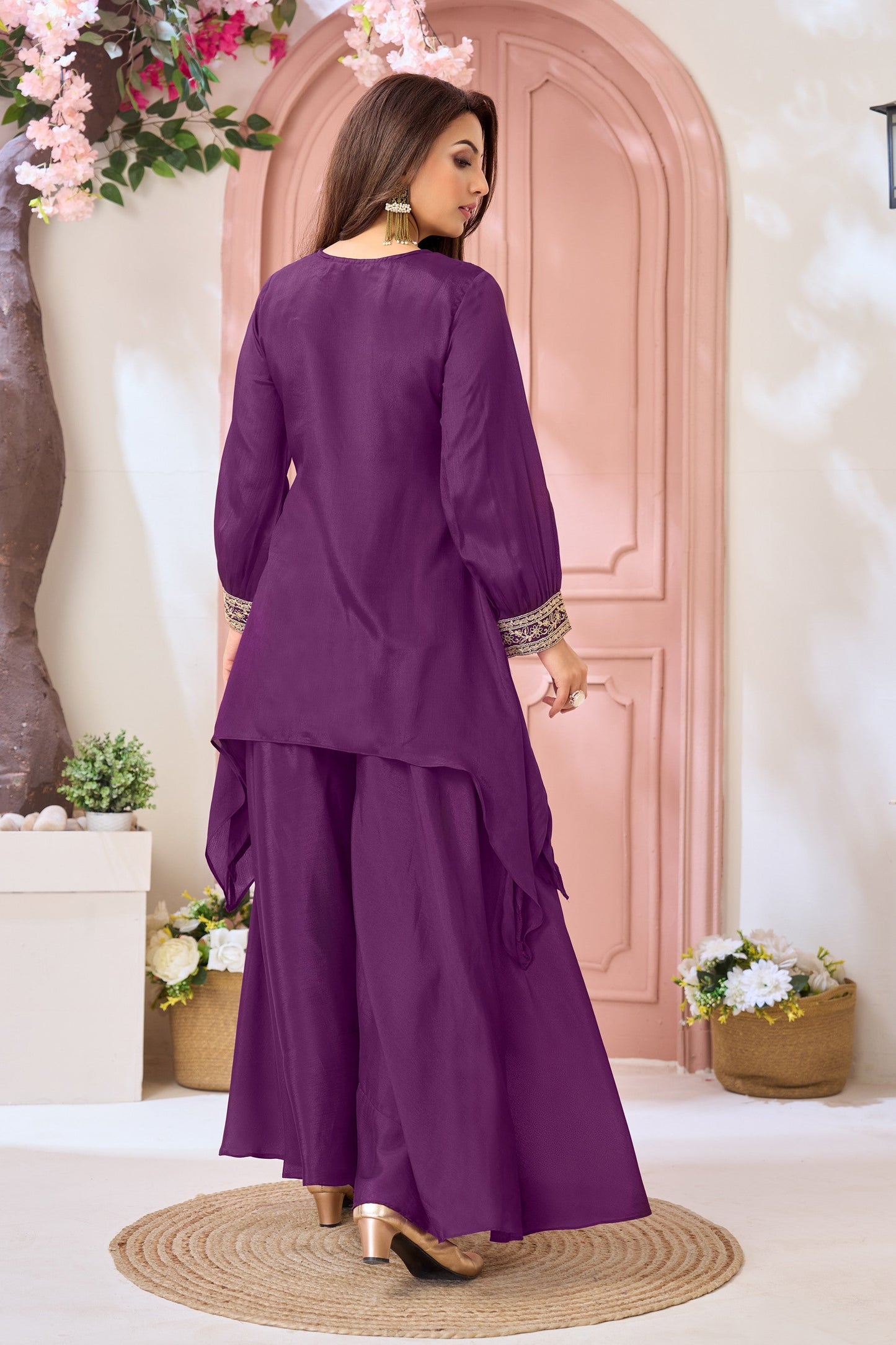 Anaita Purple Readymade Suit with Coding Work