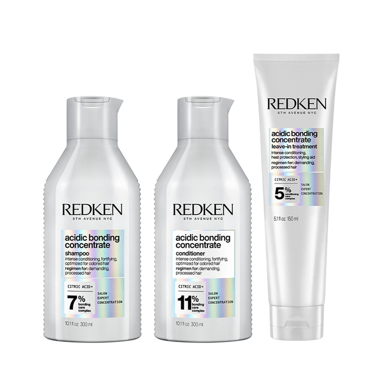 Redken Damaged Hair Combo - Acidic Bonding Concentrate Shampoo, Conditioner & Leave-In Treatment