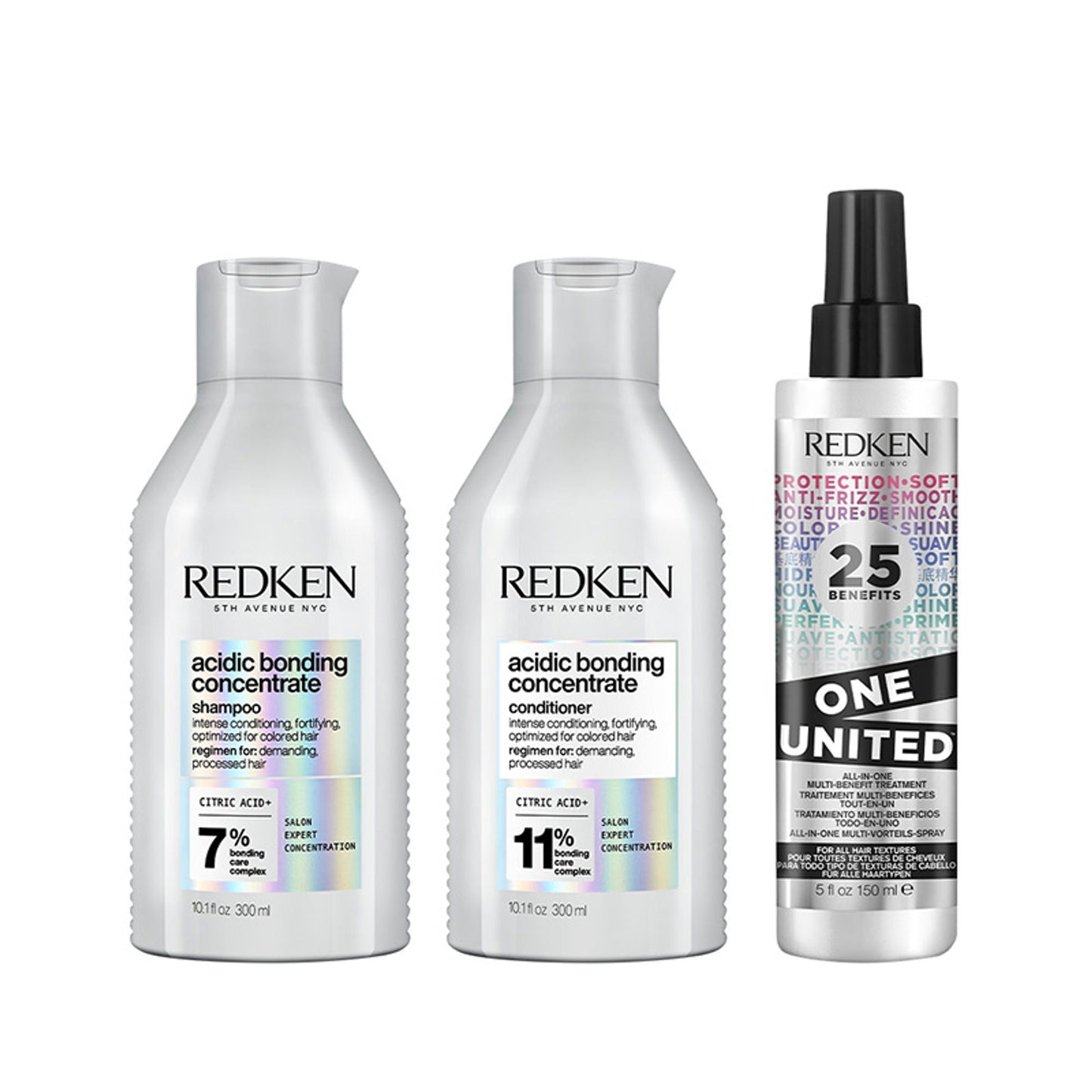 Redken Hair Protect Combo - Acidic Bonding Concentrate Shampoo, Conditioner & One United