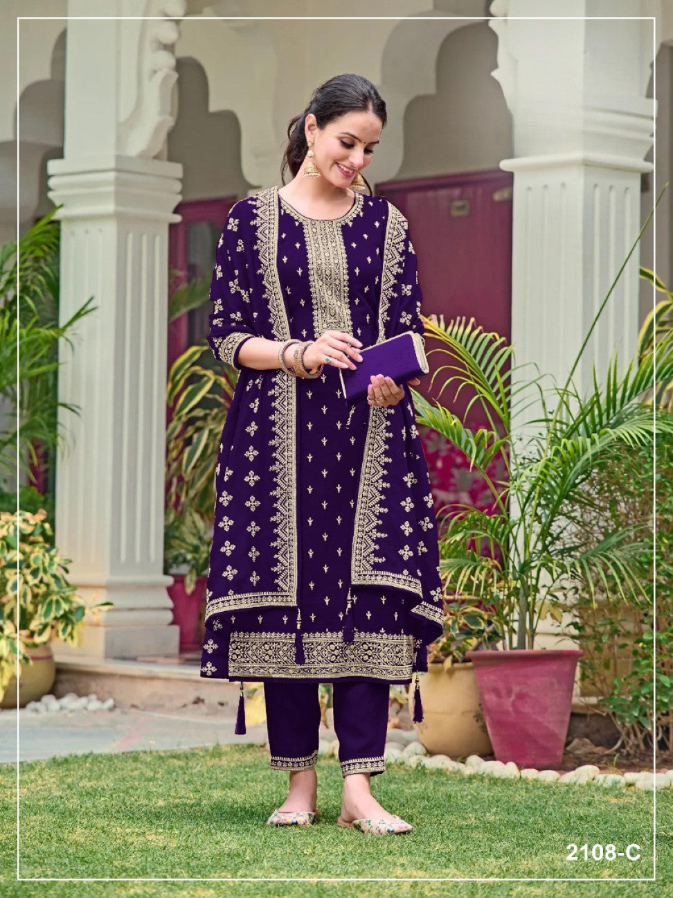 Anaita Violet Fox Georgette Suit with Embroidery & Sequence Work
