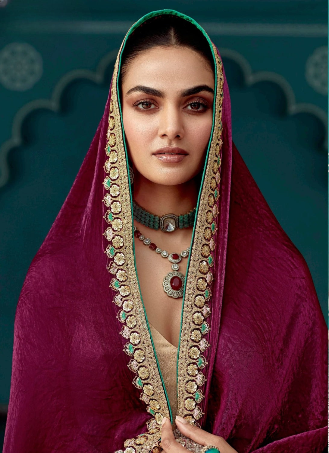 Anaita Maroon Embroidery Work Saree With Jacquard Work Blouse Piece