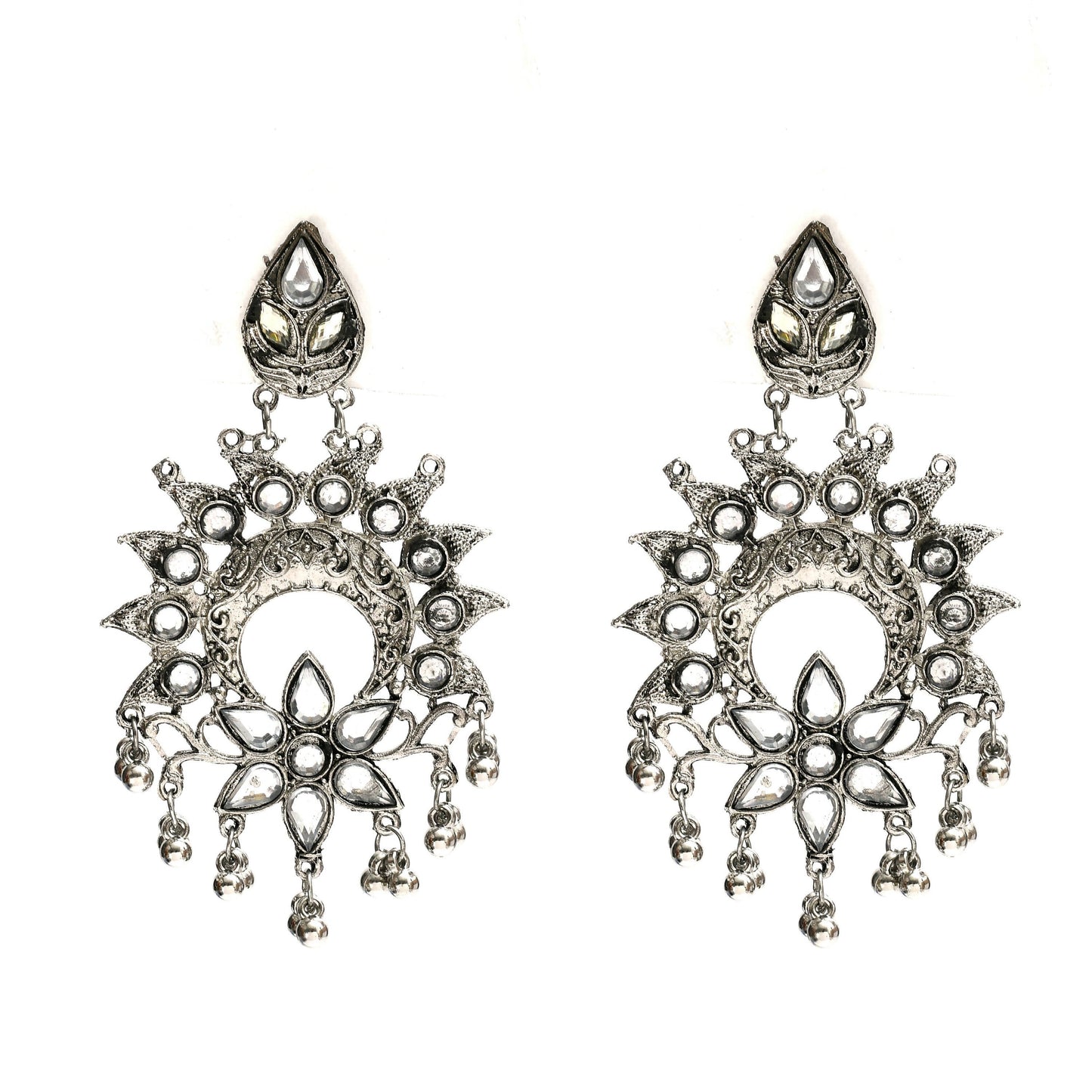 Mominos Fashion Johar Kamal Women Silver-Plated Brass Finish Rani Haar Statement Necklace