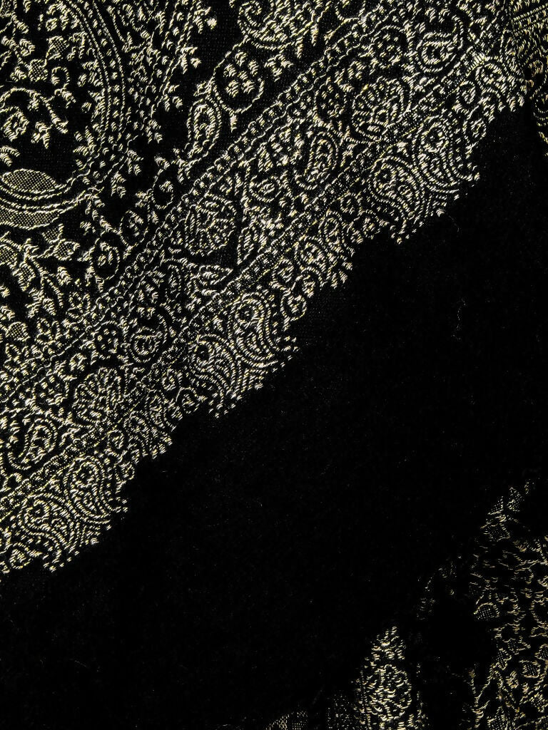 Weaving Mystery Handloom Pashmina Shawl-Kaani Zari - Black