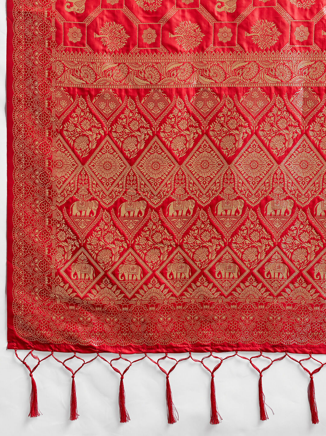 Shree Shyam Fashion Red Silk Blend Saree