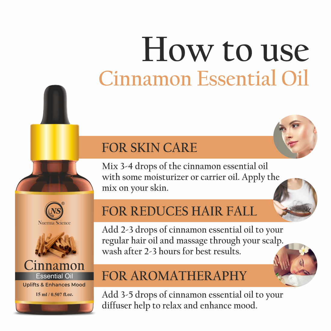 Nuerma Science Cinnamon Essential Oil For Body, Skin & Hair Care
