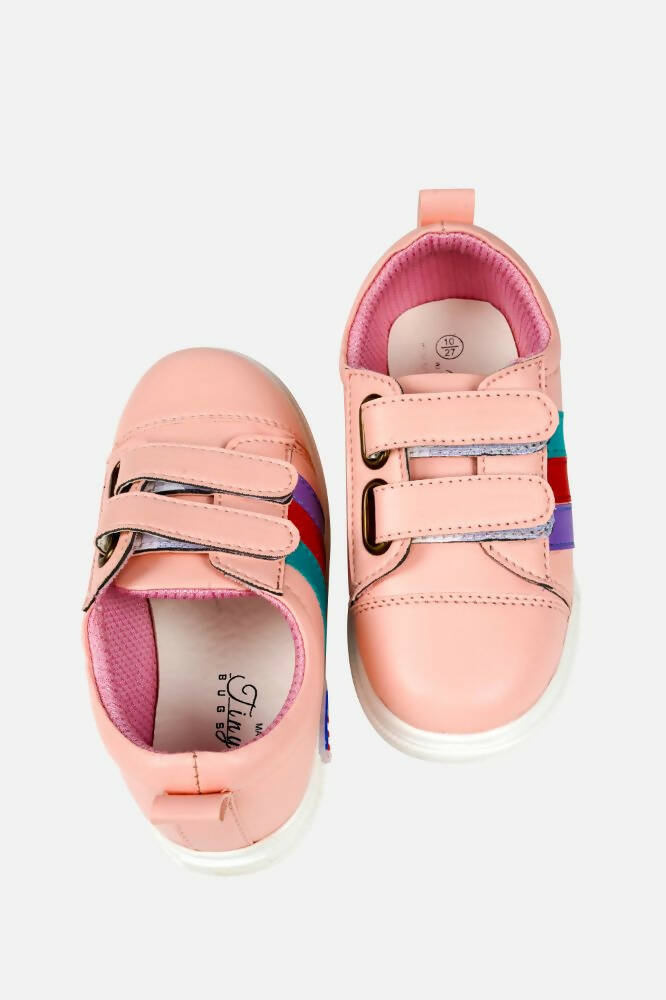 Tiny Bugs For Boys & Girls Double Velcro Sneakers - Pink