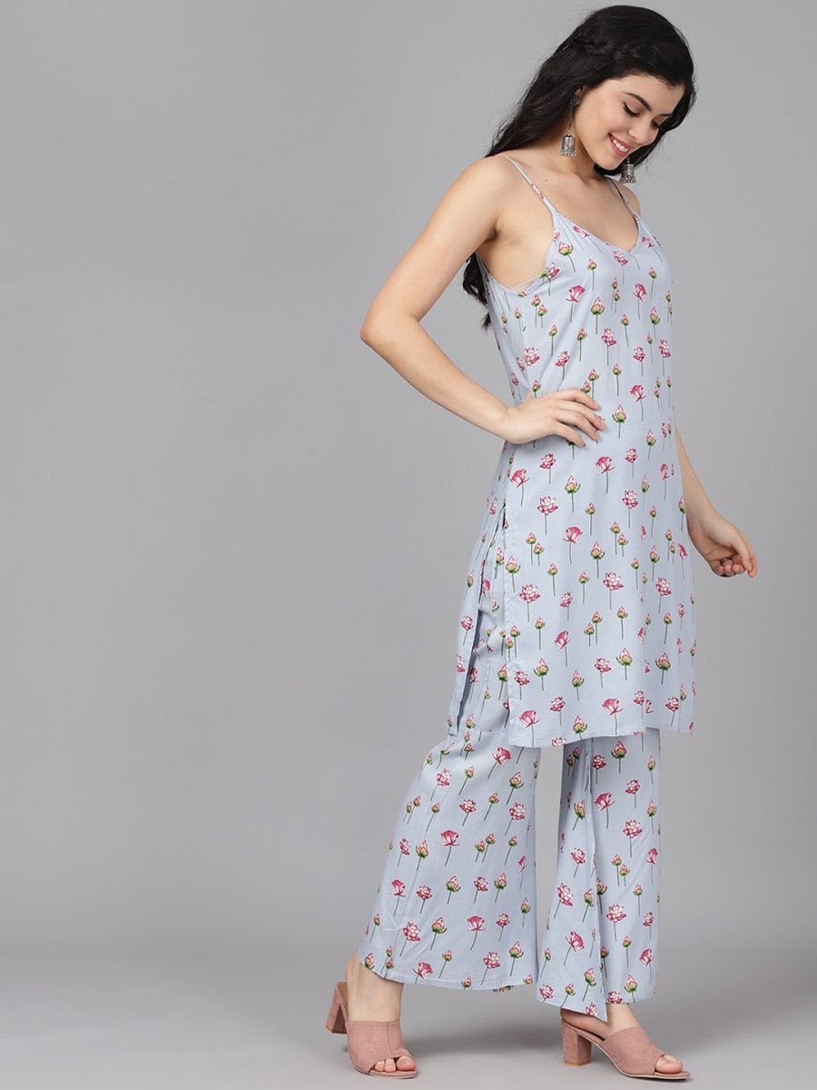 Aks Floral Printed Regular Kurta With Sharara
