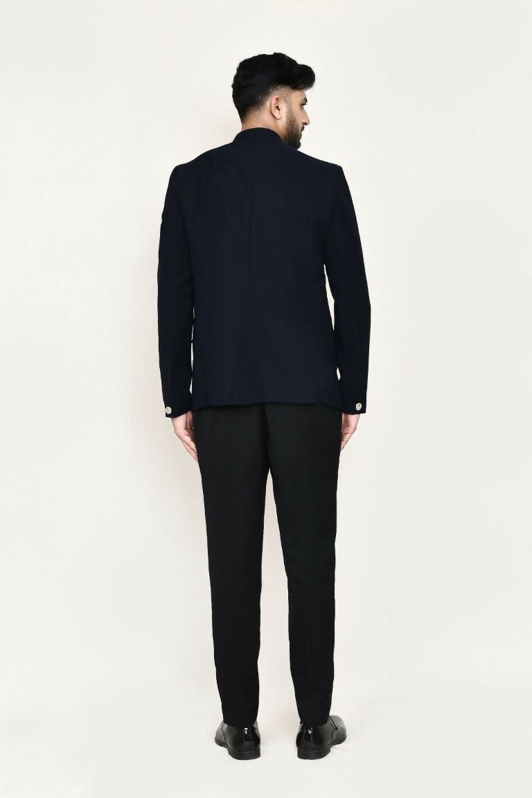 Joban Fashion Blue Colored Terry Rayon Fabric Prince Coat With Pant