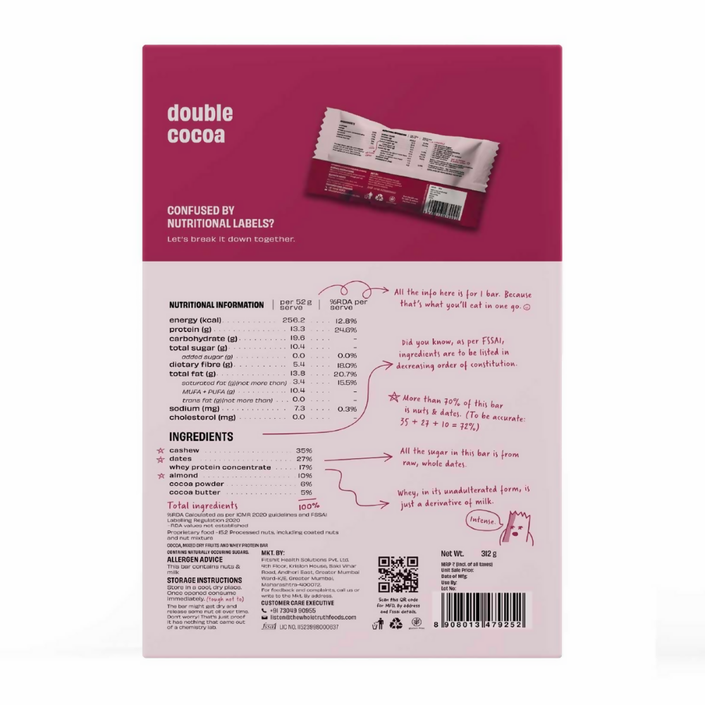 The Whole Truth Protein Bars - Double Cocoa