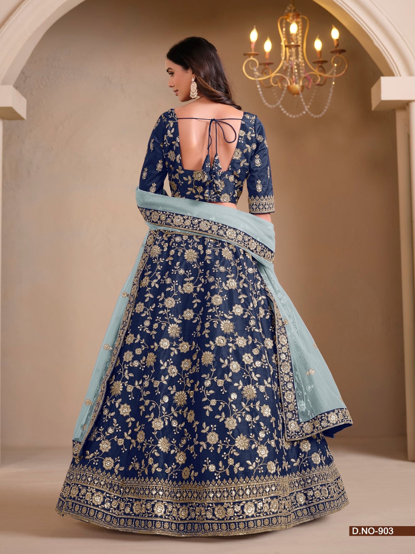 Anaita Navy Blue Art Silk Designer Lehenga With Blouse