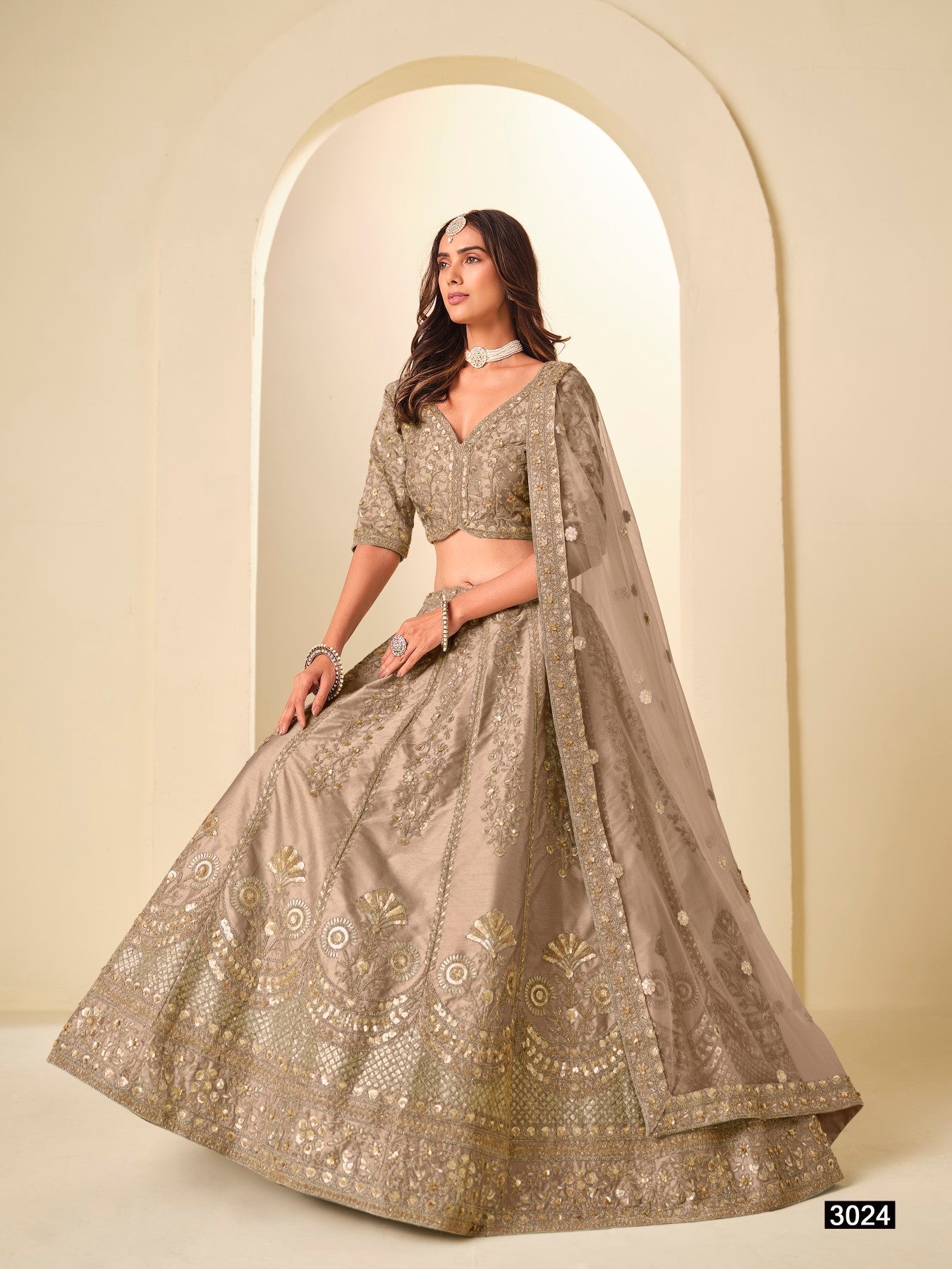 Anaita Brown Art Silk Lehenga Choli With Heavy Embroidery Work