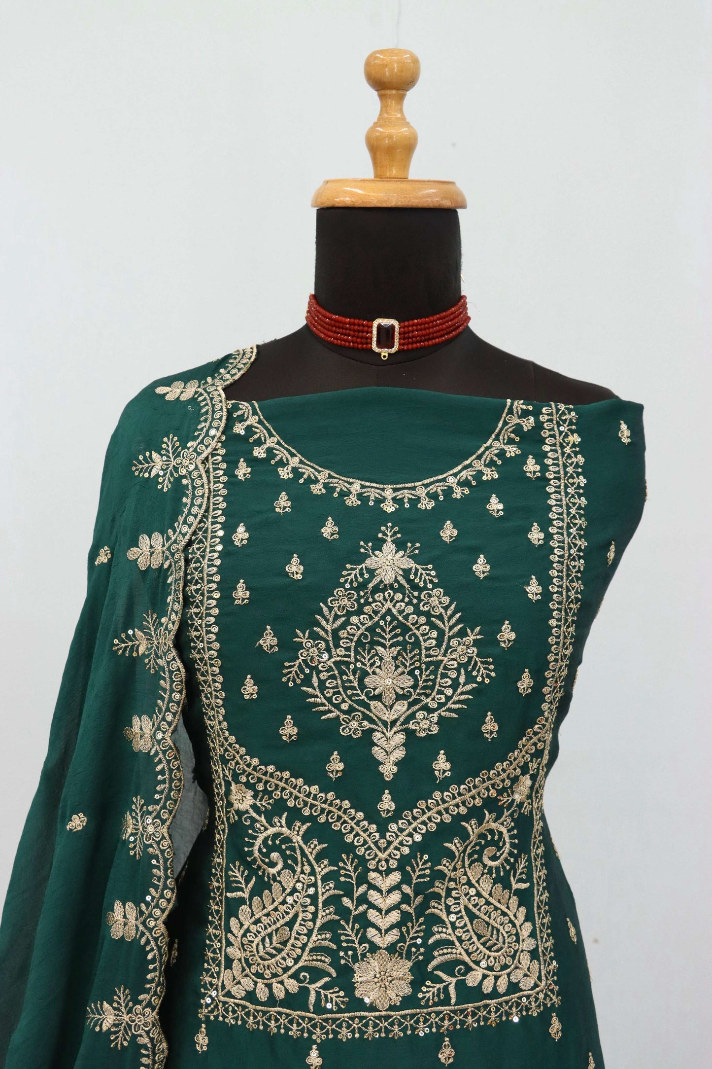 Anaita D Green Vichitra Silk Suit with Embroidery & Sequence Work