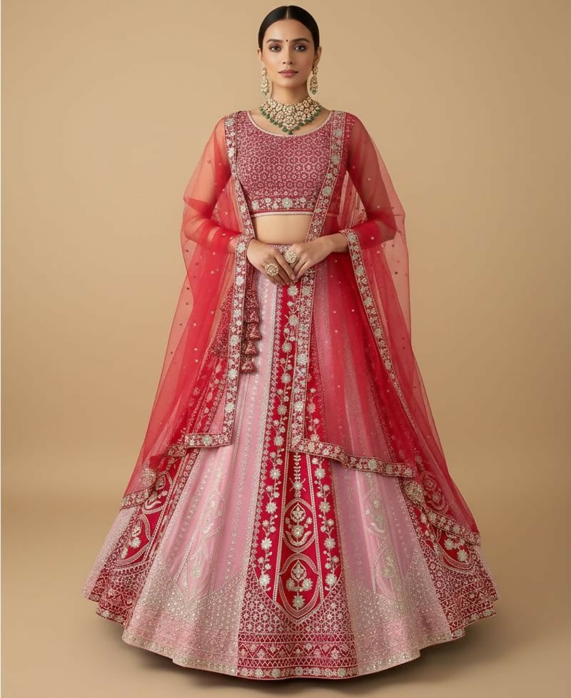 Lehenga Mart Pink Faux Georgette Designer Bollywood Style Wedding Wear Lehenga Choli