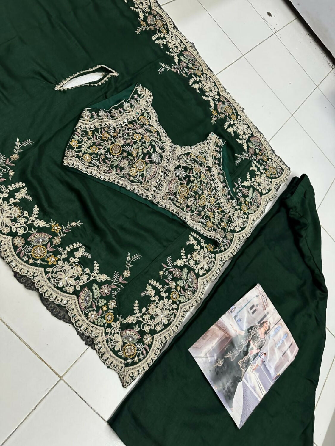 Anaita Green Real Premium Silk Stitched Shrug Suit with Embroidery Work