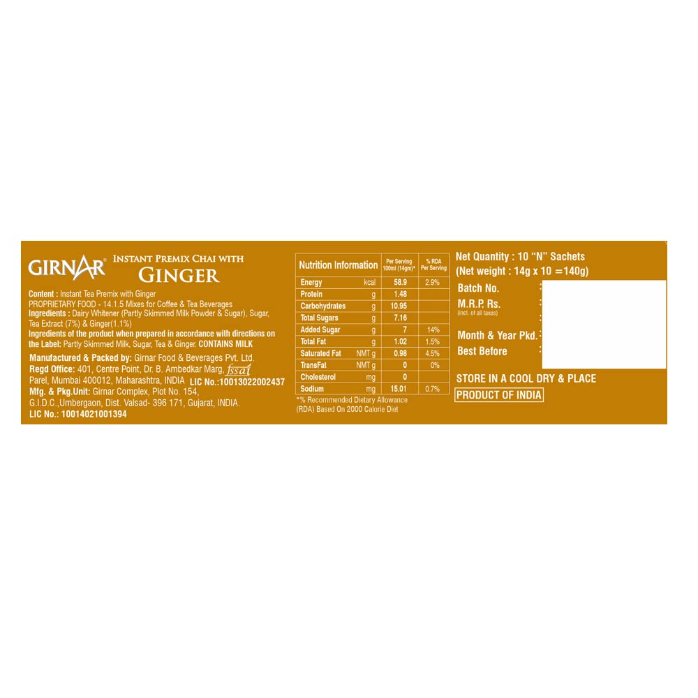 Girnar Ginger Chai - 10 Sachets