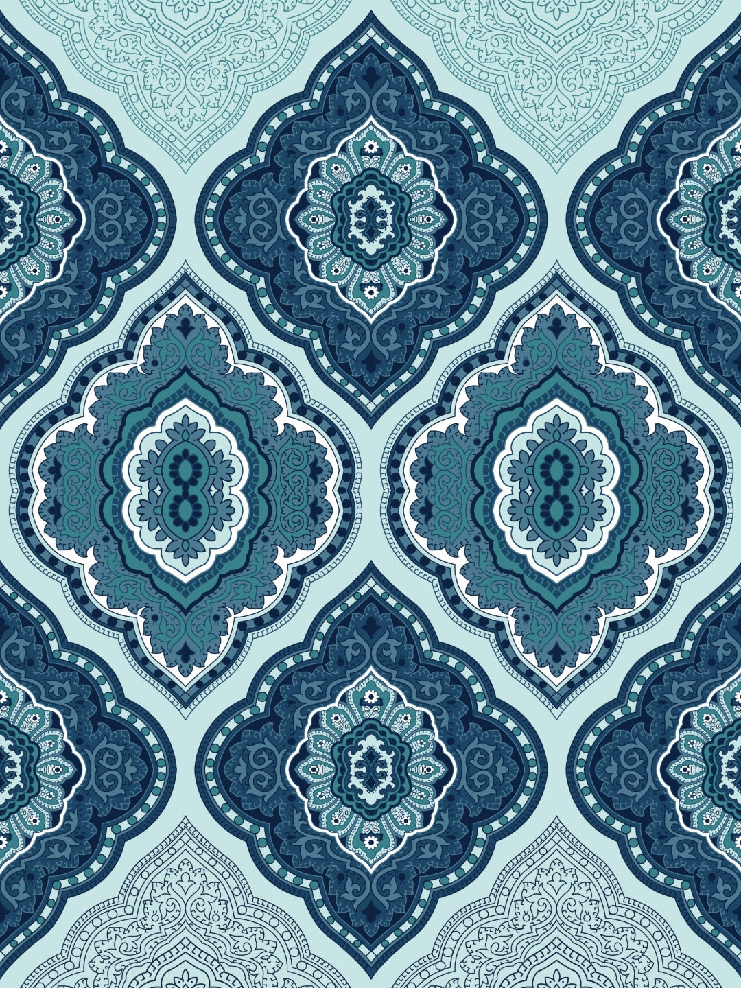 Dreamscape Blue & Green Ethnic Motifs 144 TC King Bedsheet with 2 Pillow Covers