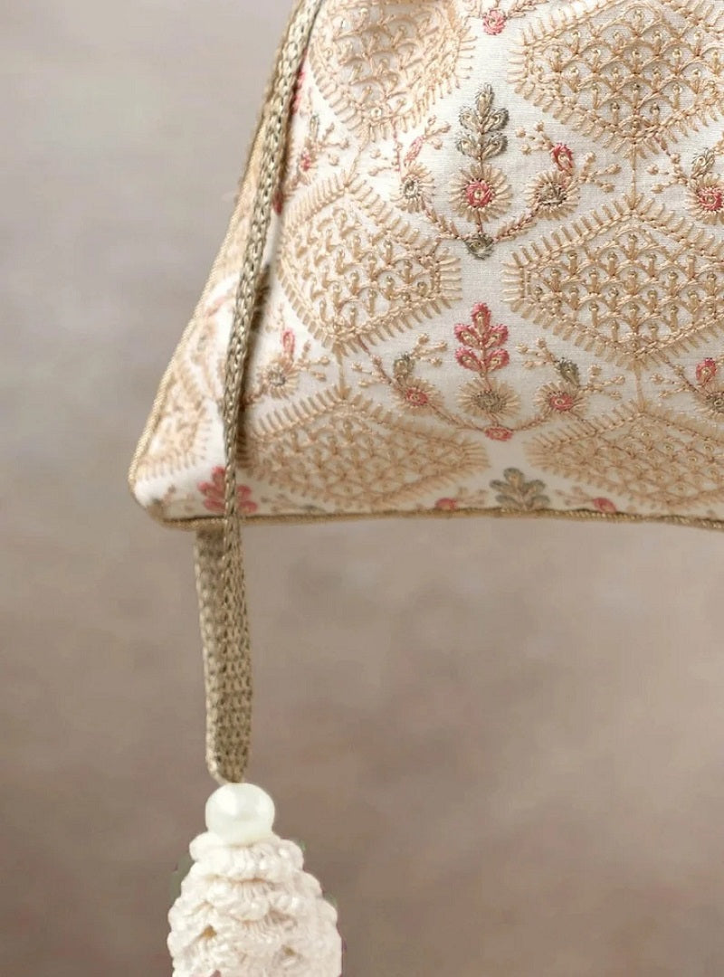 Poly silk Embroidered Wedding Potli Bag