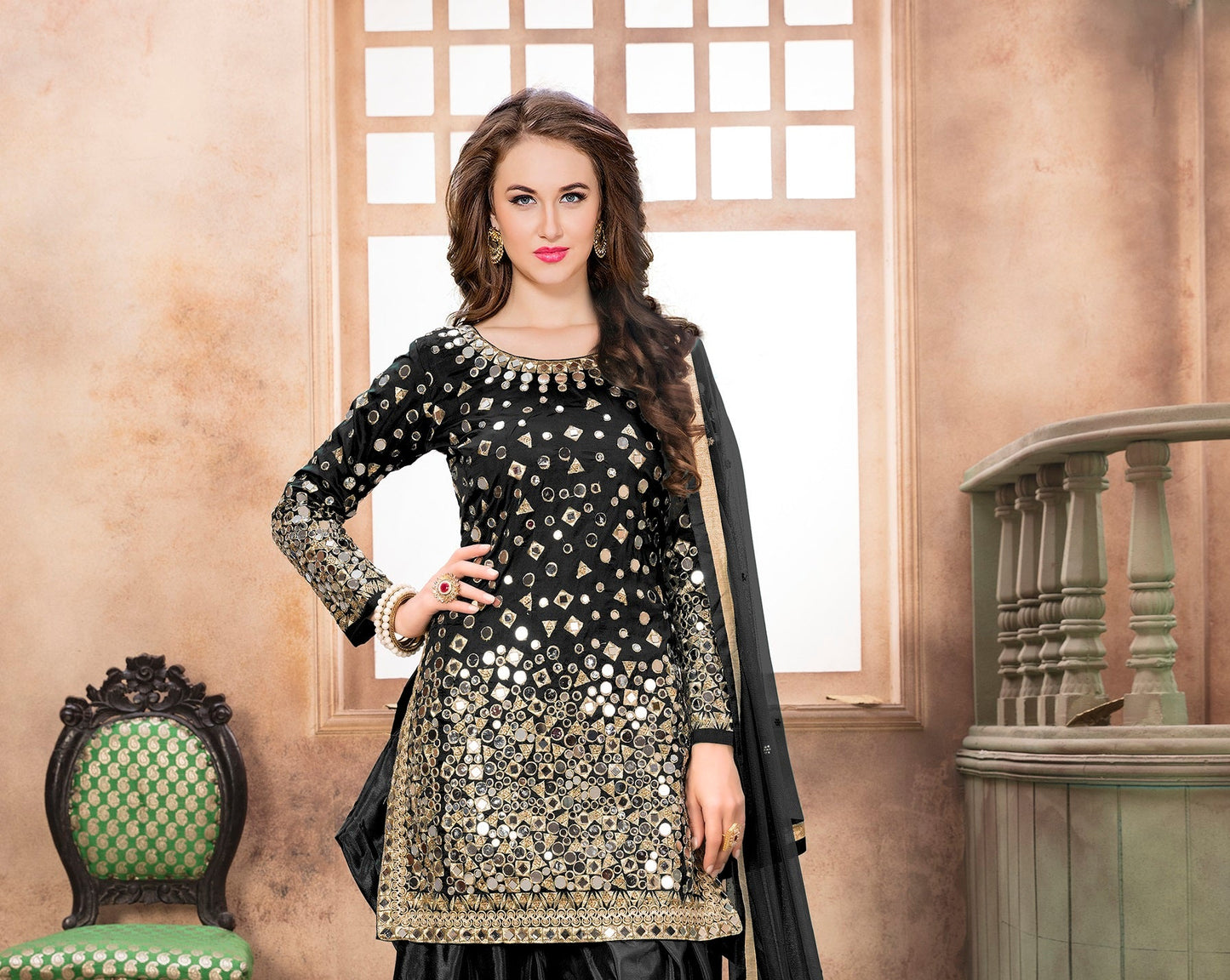 Anaita Black Embroidered Tapeta Silk Salwar Suit