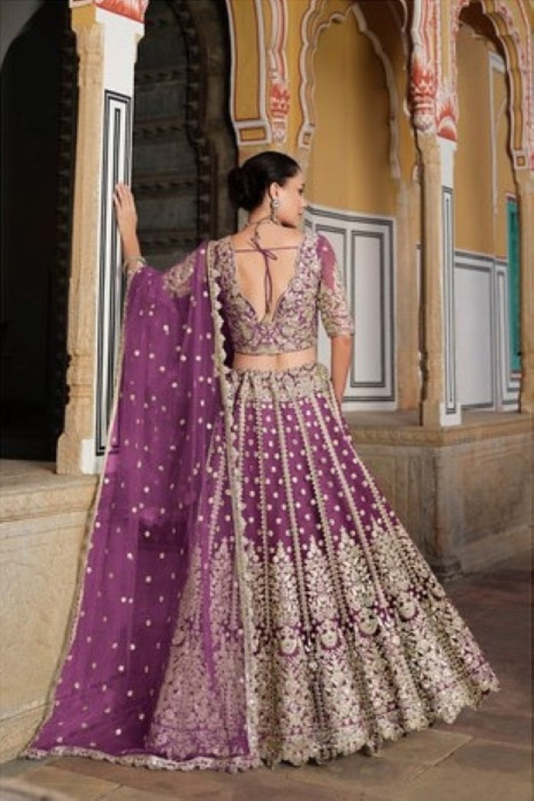 Anaita Purple Net Lehenga Choli With Stone Embroidery Work