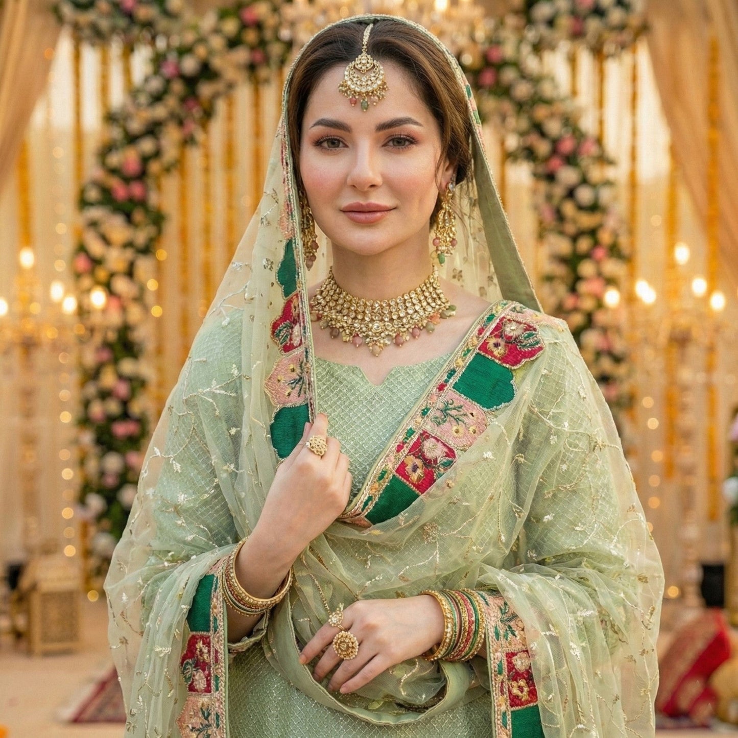 Anaita Green Georgette Stitched Suit With Embroidery & Sequence Work