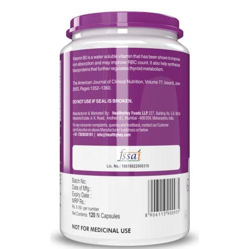 HealthyHey Vitamin B2 - Riboflavin - 120 Veg Capsules