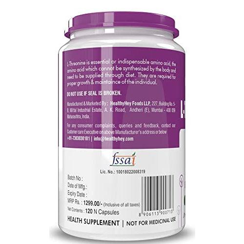 Healthyhey L-Threonine Essential Amino Acid - 120 Veg Capsules
